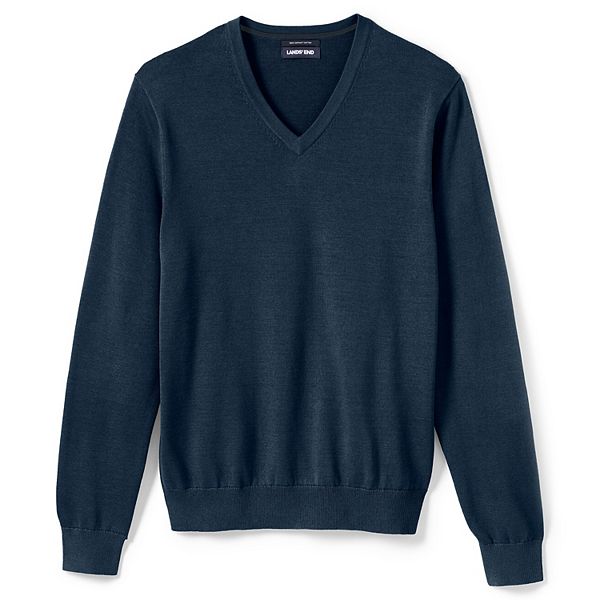 Big & Tall Lands' End Classic-Fit Fine-Gauge Supima Cotton V-neck Sweater