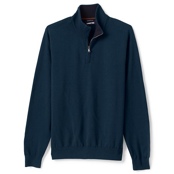 Men's Lands' End FineGauge Supima Cotton QuarterZip Sweater