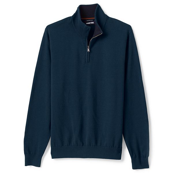 Men's Lands' End Fine-Gauge Supima Cotton Quarter-Zip Sweater
