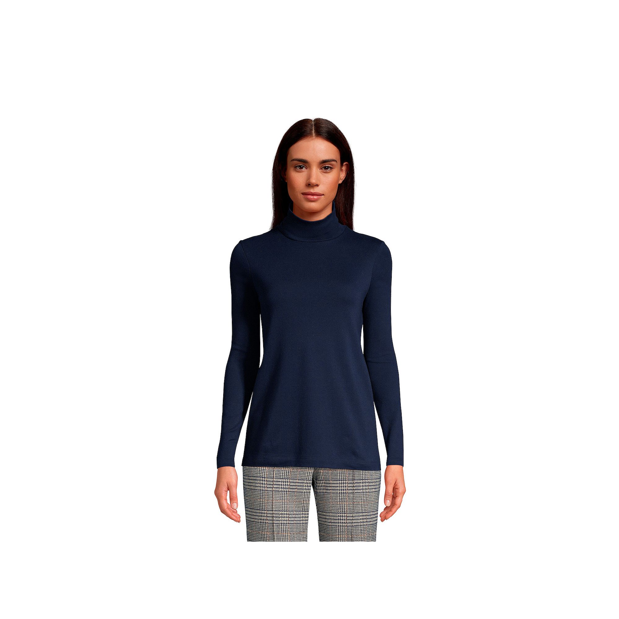 Womens Lands End Supima Cotton Long Sleeve Turtleneck, Size: XS, Radiant 