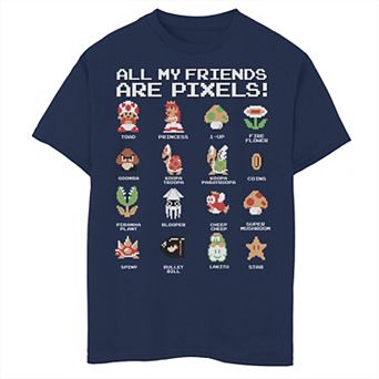 Boys 6-20 Super Mario All My Friends Are Pixels Group Shot Graphic Tee