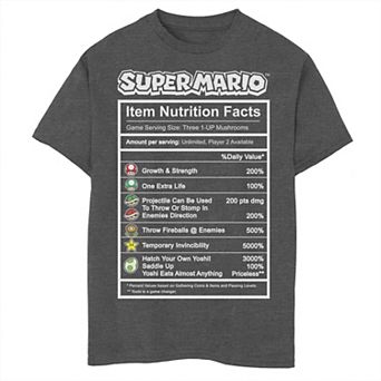 Boys 6-20 Nintendo Super Mario Nutrition Facts Label Graphic Tee