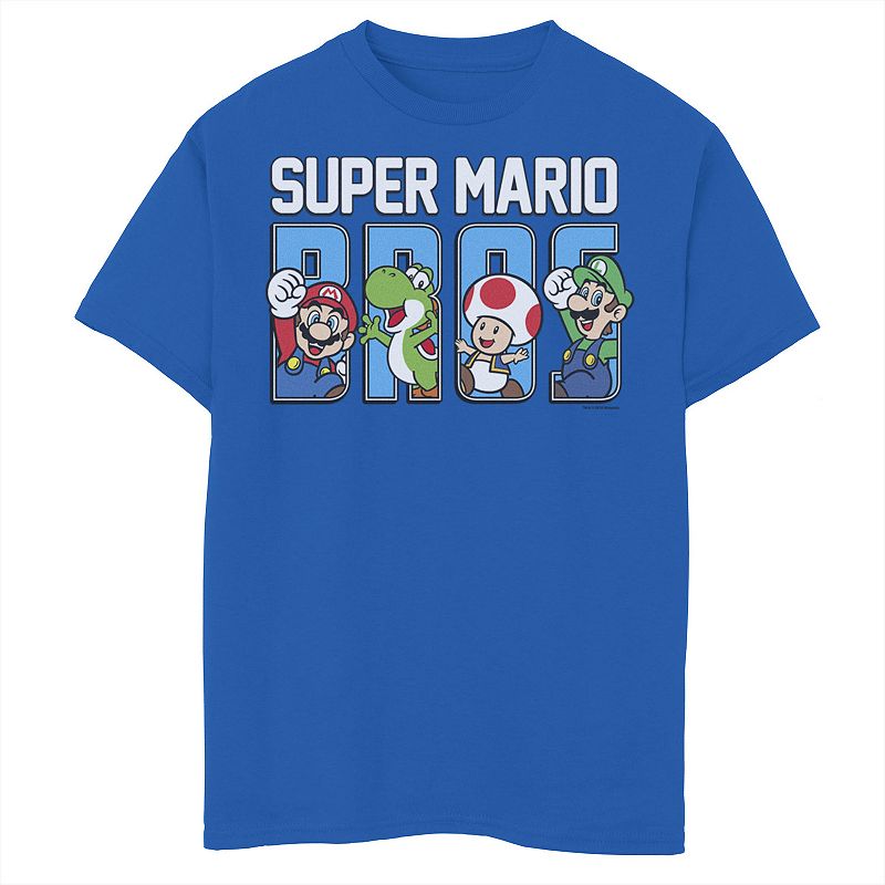 Boys 8-20 Nintendo Super Mario Bros Characters Letter Fill Graphic Tee, Boy's, Size: XL, Royal