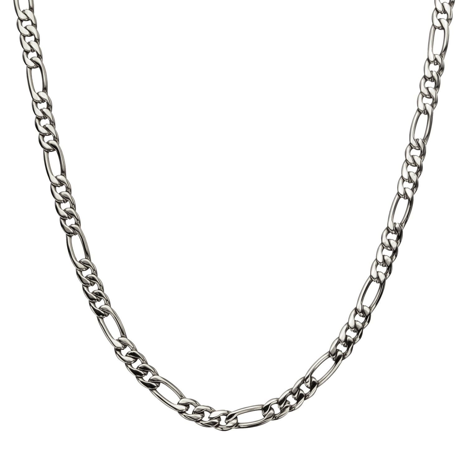 Men's Stainless Steel Figaro Chain Necklace & Bracelet Set