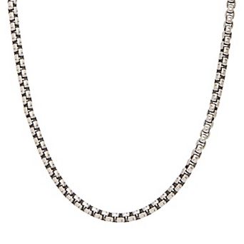DANTE Men's Stainless Steel Oxidized Bold Box Chain Necklace