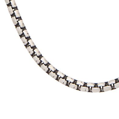 DANTE Men's Stainless Steel Oxidized Bold Box Chain Necklace
