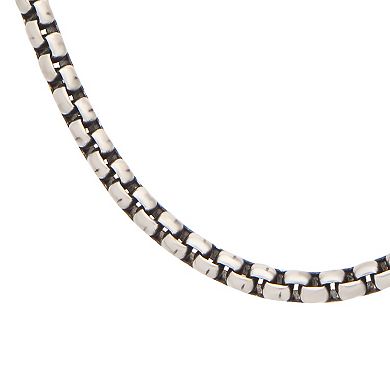 Men's Stainless Steel Oxidized Bold Box Chain Necklace
