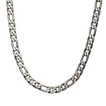 DANTE Men's Stainless Steel Black Plated Figaro Chain Necklace