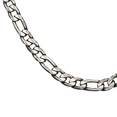 DANTE Men's Stainless Steel Black Plated Figaro Chain Necklace