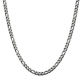 DANTE Men's Black Plated Stainless Steel Figaro Chain Necklace