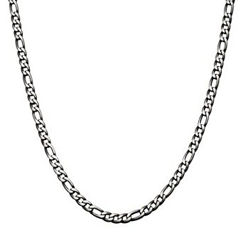 DANTE Men's Black Plated Stainless Steel Figaro Chain Necklace