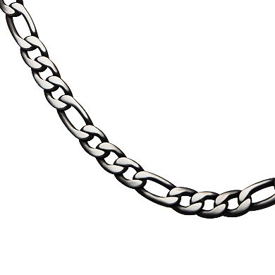 DANTE Men's Black Plated Stainless Steel Figaro Chain Necklace