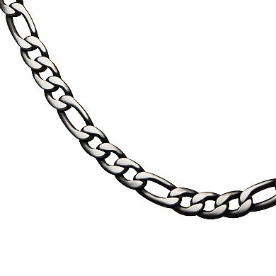 Men's Black Plated Stainless Steel Figaro Chain Necklace
