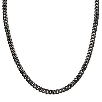DANTE Men's Gun Metal Brushed Stainless Steel Curb Chain Necklace