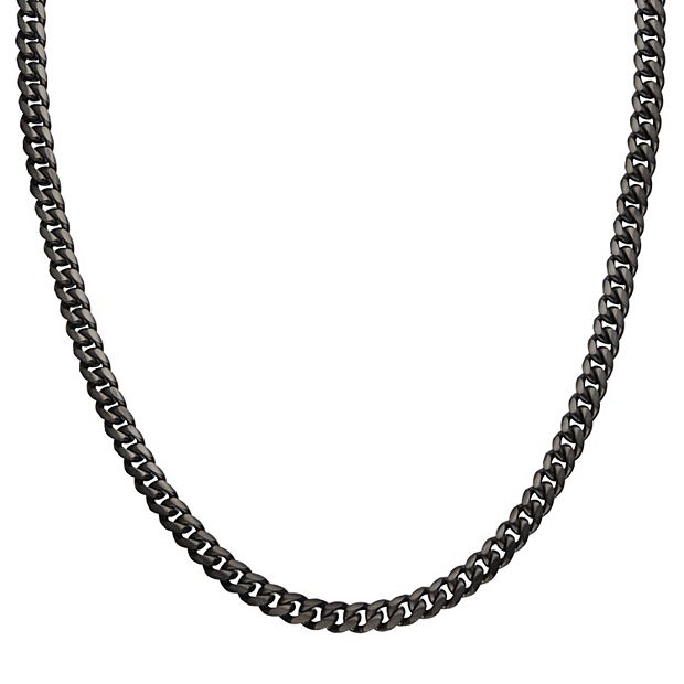 Men s Gun Metal Brushed Stainless Steel Curb Chain Necklace
