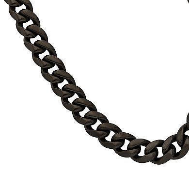 Men's Gun Metal Brushed Stainless Steel Curb Chain Necklace