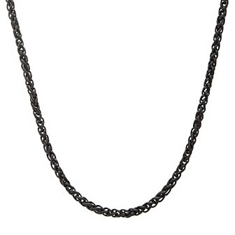 DANTE Men's Stainless Steel 2.7 mm Black Ion Plated Round Wheat Chain Necklace
