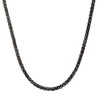 DANTE Men's Stainless Steel 2.7 mm Black Ion Plated Round Wheat Chain Necklace