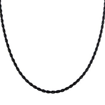 DANTE Men's Black Stainless Steel 3 mm Rope Chain Necklace