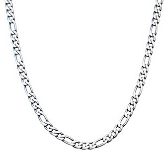 DANTE Men's Blue Plated Stainless Steel Figaro Chain Necklace
