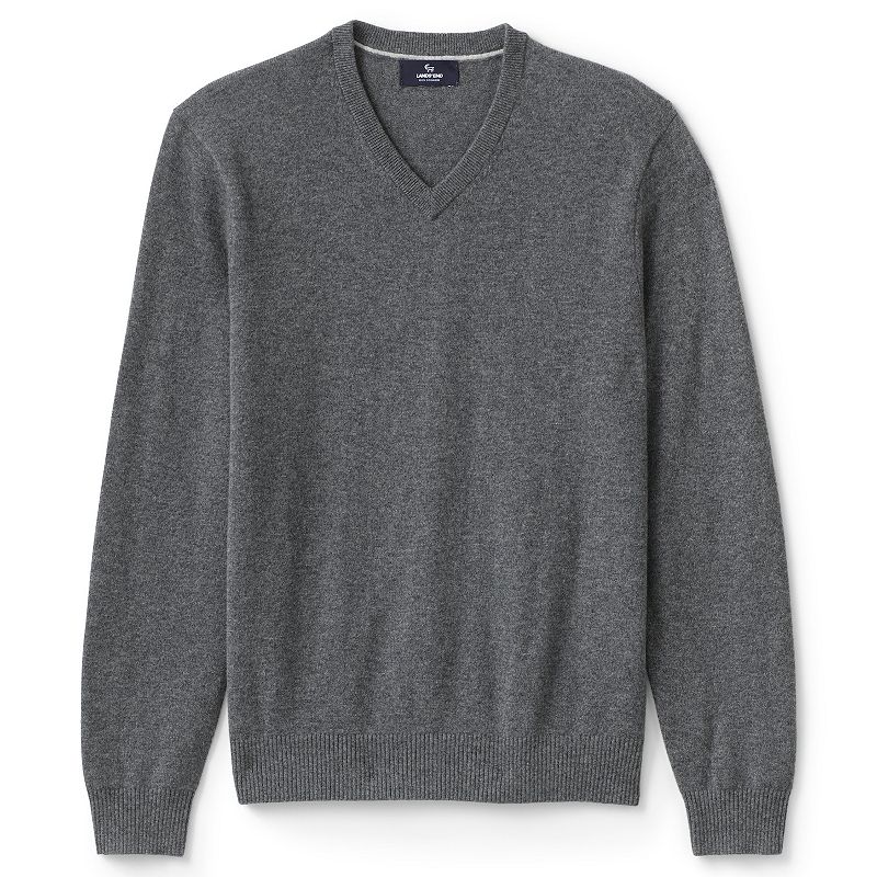 Big & Tall Lands End Fine-Gauge Cashmere V-neck Sweater, Mens, Size: Medi