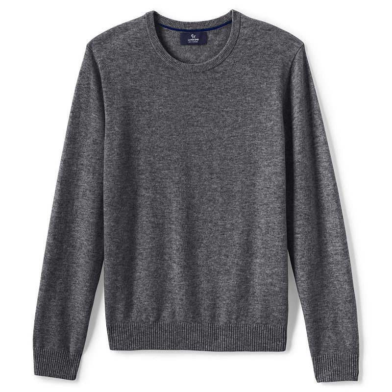 Mens Lands End Fine-Gauge Cashmere Crewneck Sweater, Size: Small, Grey