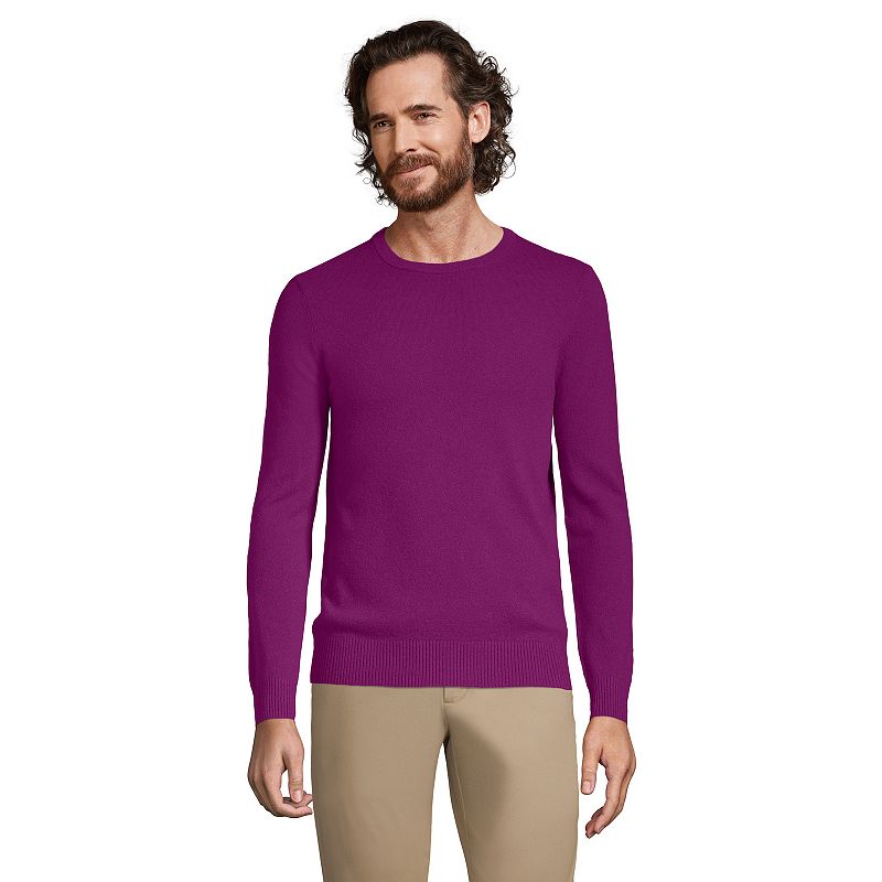 Mens Lands End Fine-Gauge Cashmere Crewneck Sweater, Size: Small, Pink