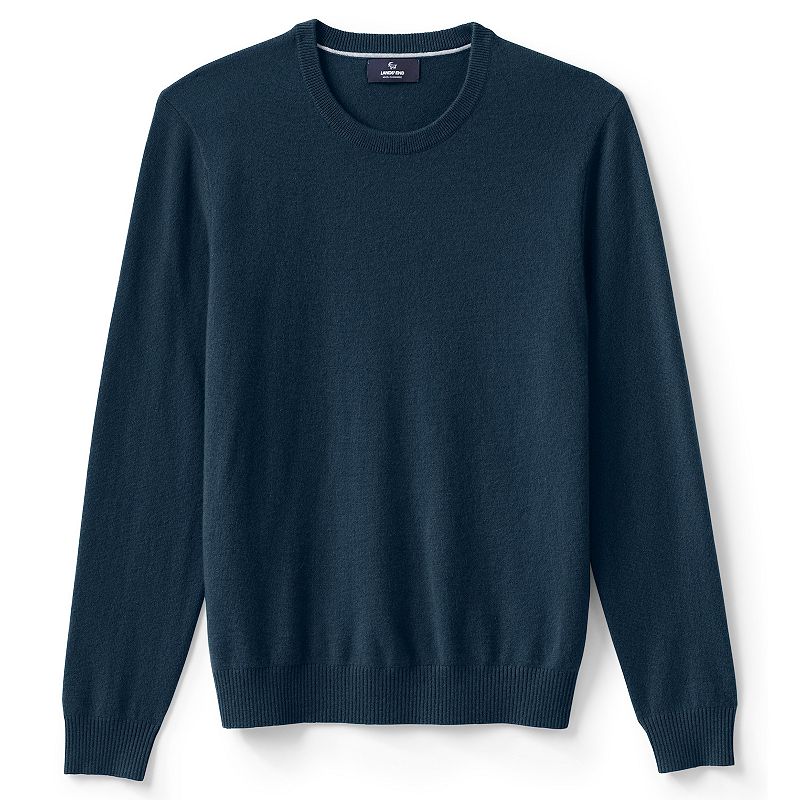 Mens Lands End Fine-Gauge Cashmere Crewneck Sweater, Size: Small, Blue