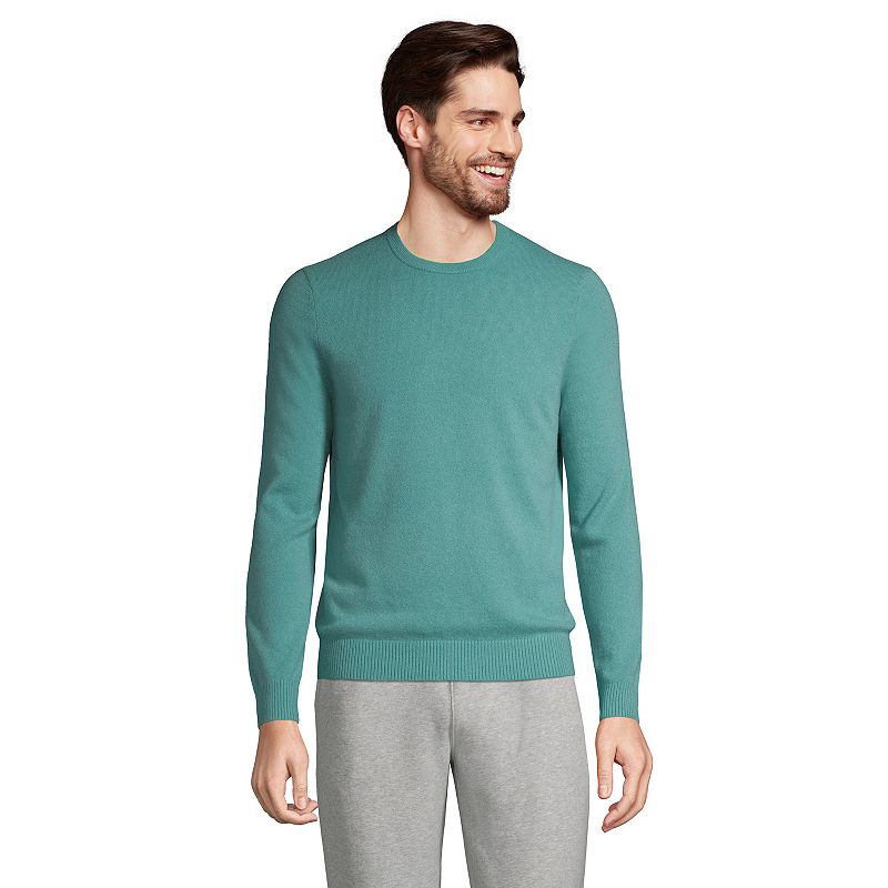 Mens Lands End Fine-Gauge Cashmere Crewneck Sweater, Size: Medium, Dark B