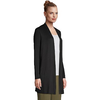 Women's Lands' End Draped Long Open-Front Cardigan
