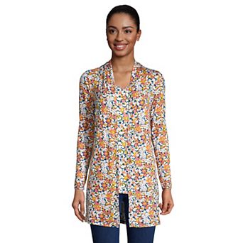 Women's Lands' End Draped Long Open-Front Cardigan