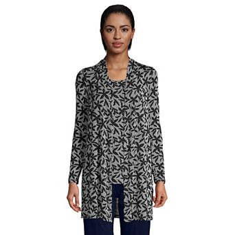Women's Lands' End Draped Long Open-Front Cardigan