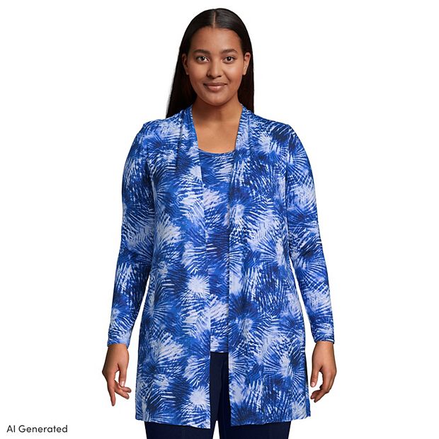 Plus Size Lands' End Lightweight Long Cardigan Sweater