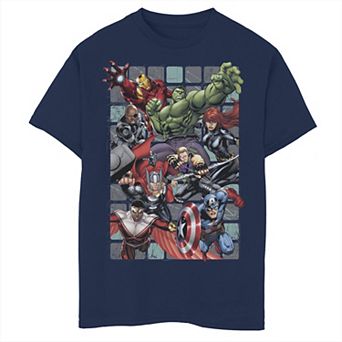 Boys 8-20 Marvel Group Action Poster Graphic Tee
