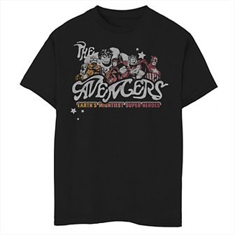 Boys 8-20 Marvel Avengers Earth's Mightiest Super Heroes Vintage Graphic Tee