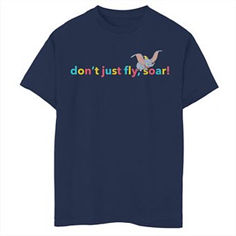Disney's Dumbo Boys 8-20 Don't Just Fly Soar Typographic Graphic Tee