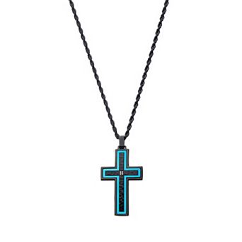 DANTE Men's Stainless Steel Cubic Zirconia Accent Pendant Necklace