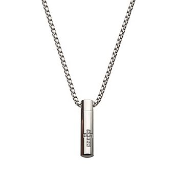 DANTE Men's Stainless Steel Cubic Zirconia Accent Cross Pendant Necklace