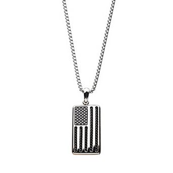 Men's Stainless Steel American Flag Pendant Necklace