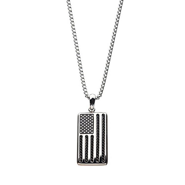 Men's Stainless Steel American Flag Pendant Necklace