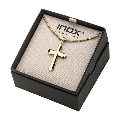 Mens Gold Kohls Gold Crosses Men's Gold Tone Stainless Steel Cubic
