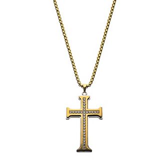 DANTE Men's Gold Tone Stainless Steel Cross Pendant Necklace