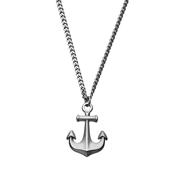 Men's Stainless Steel Anchor Pendant Necklace By Lisa Angel
