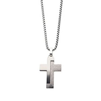 Men's DANTE Stainless Steel Modern Block Cross Pendant Necklace