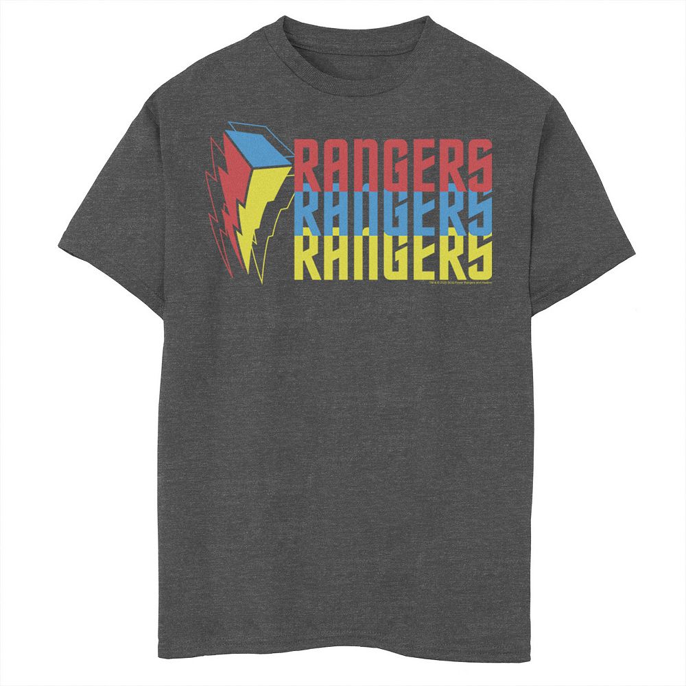 Boys 6-20 Power Rangers Lightning Bolt Text Stack Graphic Tee