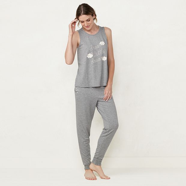 Women's LC Lauren Conrad Pajama Tank & Smocked Bottom Pajama Pants Set