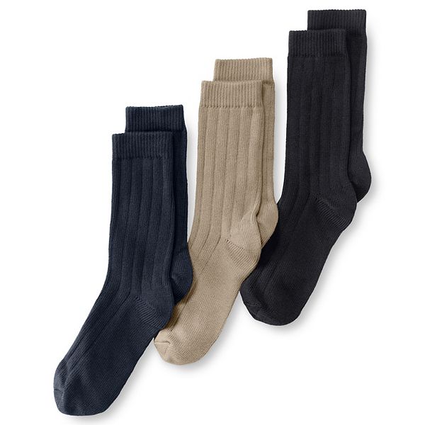 Kids Lands' End 3-pack Cotton Ribbed Socks