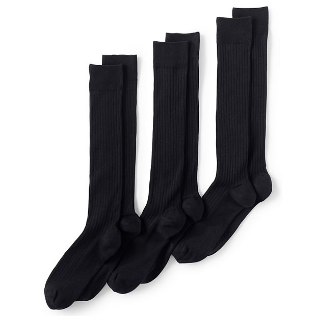 Lands' End Men's Seamless Toe Over the Calf Rib Dress Socks 3-pack