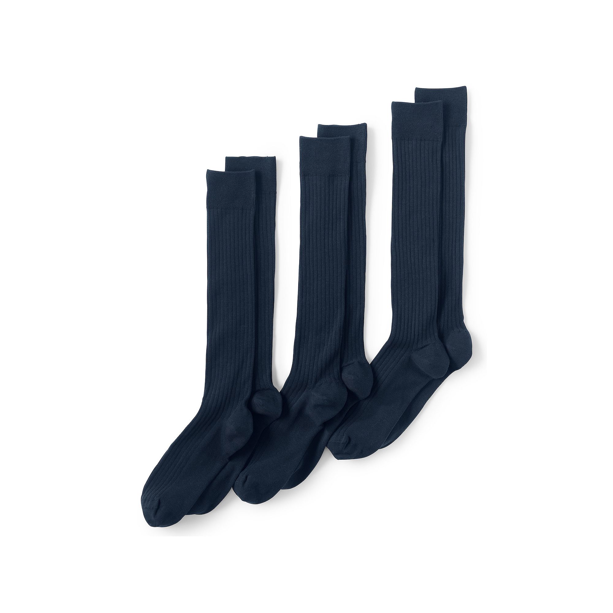 Mens Lands End Seamless Toe 3-Pack Dress Socks, Size: Medium, Radiant Blu