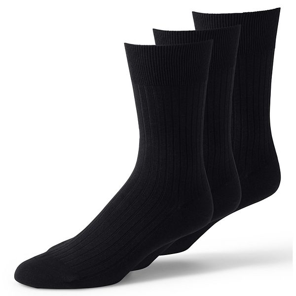 Men's Lands' End Seamless-Toe Cotton 3-Pack Dress Socks